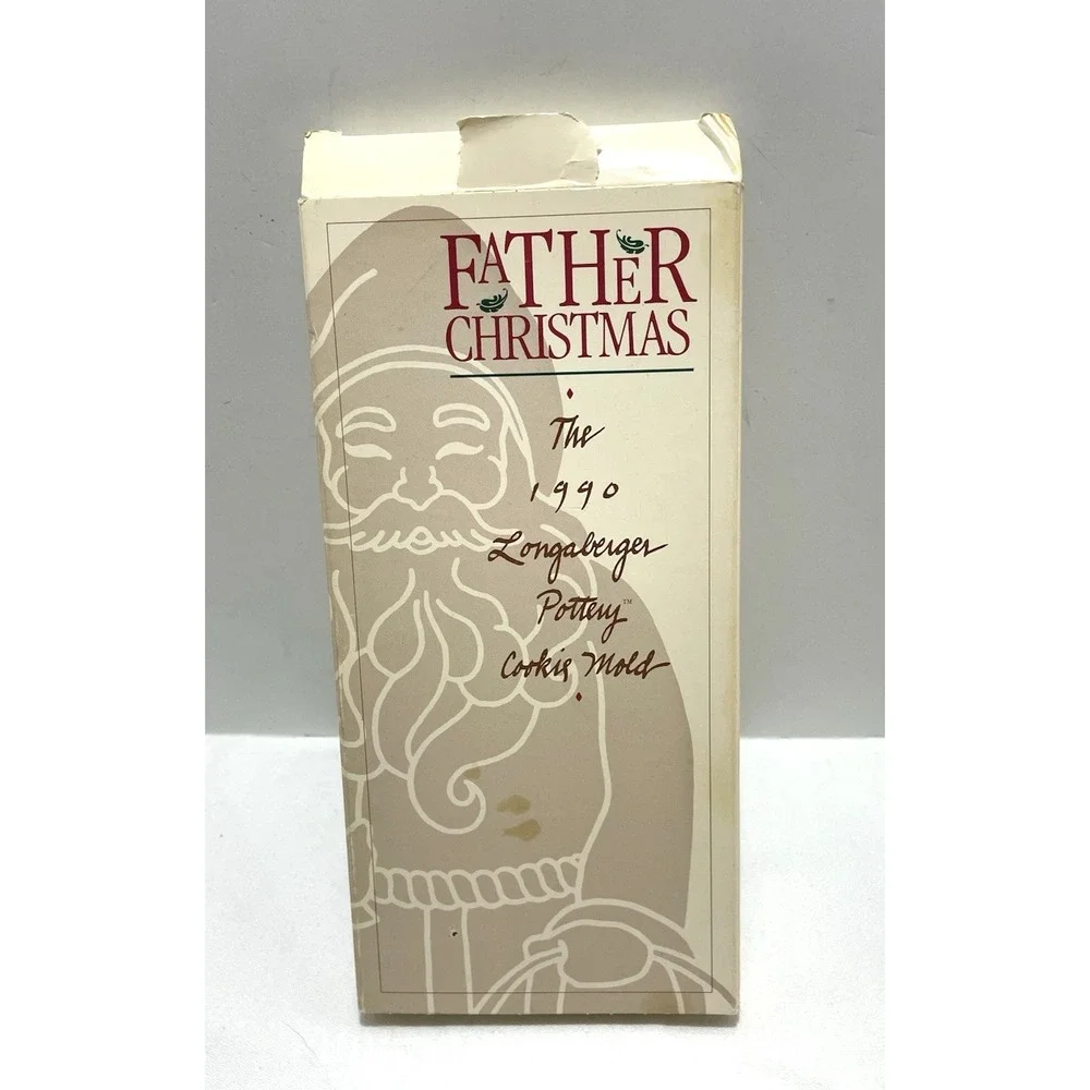 Longaberger Pottery Cookie Mold Father Christmas 1990 Original Box Recipe‎